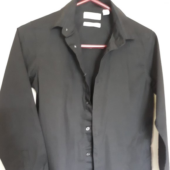 Calvin Klein black slim fit stretch shirt 14 - Picture 4 of 4